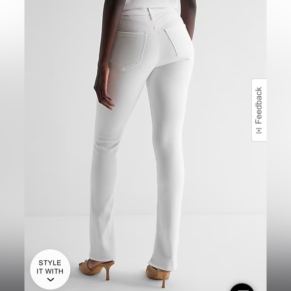 Mid Rise White Pintuck Skyscraper Jeans Size 14 Short - Picture 2 of 6